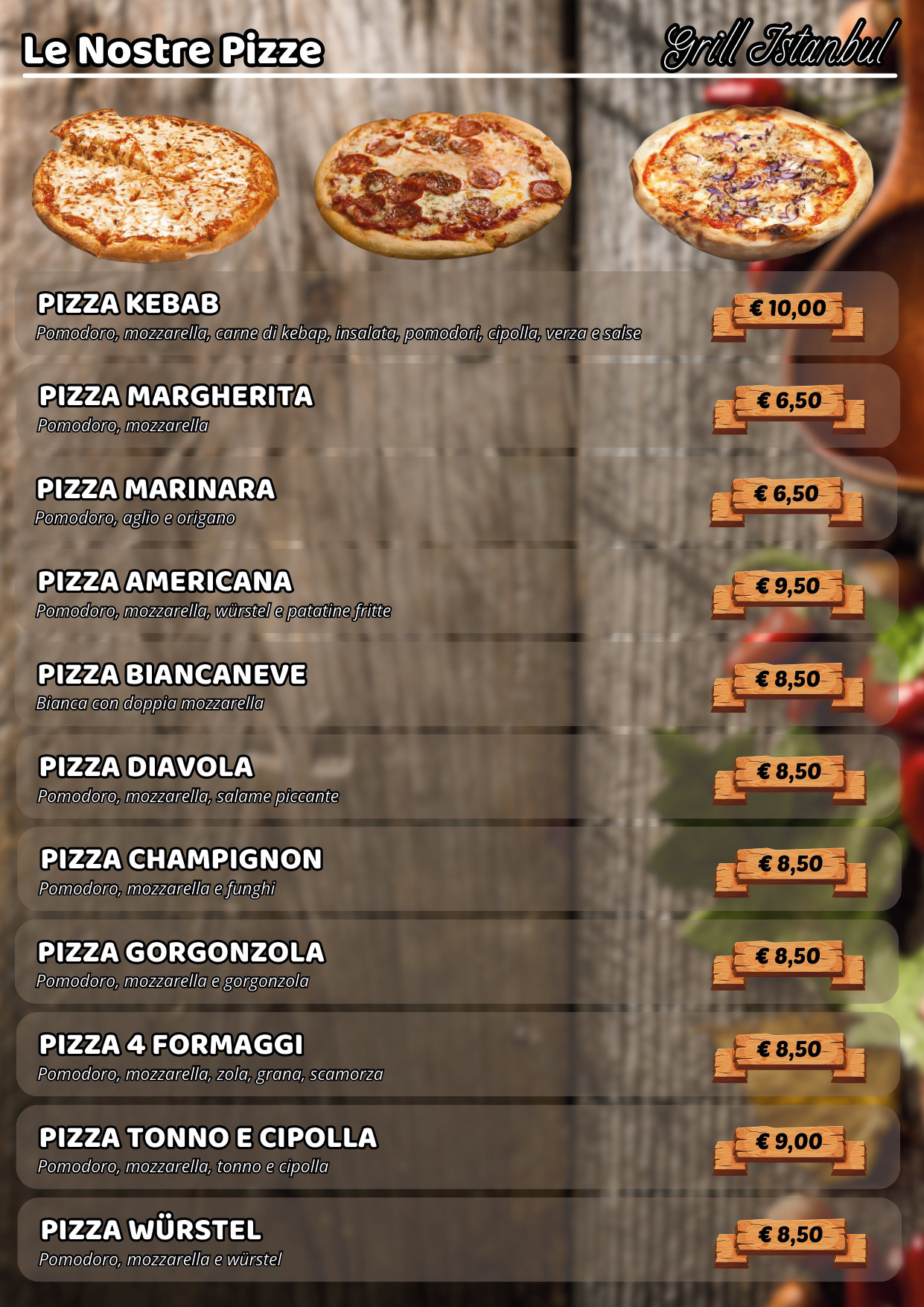 Menu — Pizze