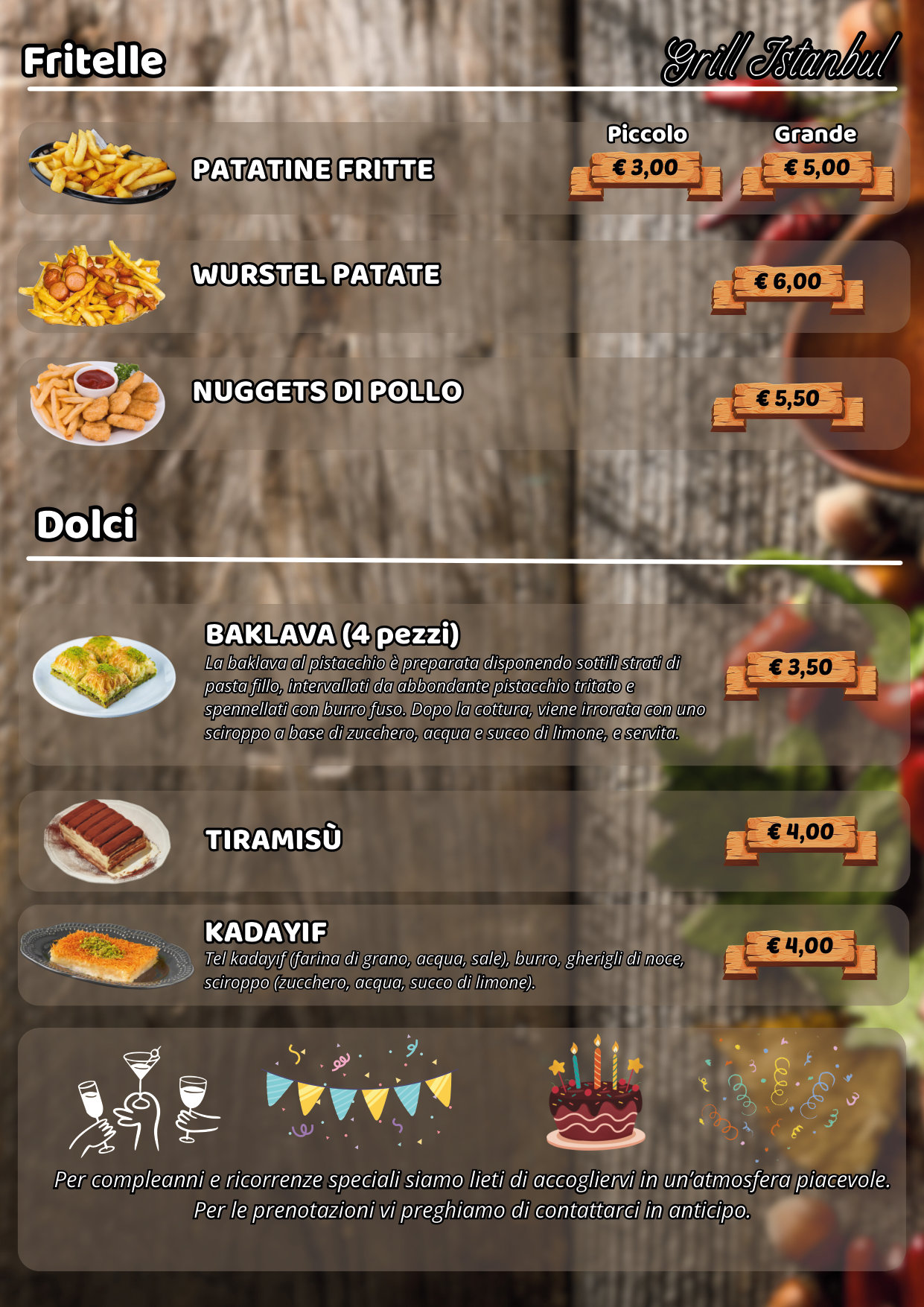 Menu — Dolci